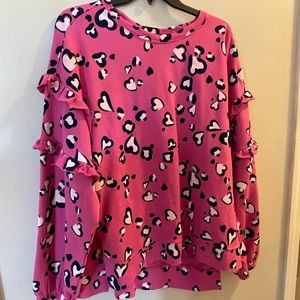 Pink ruffle long sleeve shirt